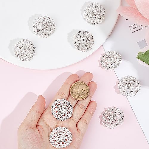GORGECRAFT 10Pcs 2 Styles Crystal Rhinestone Flower Brooch Pin Flowers Embellishments Buttons Sliver Flatback Brooches Lapel Badge Jewelry for Woman DIY Crafts Wedding Dress Bouquet Decoration Gift - Image 3
