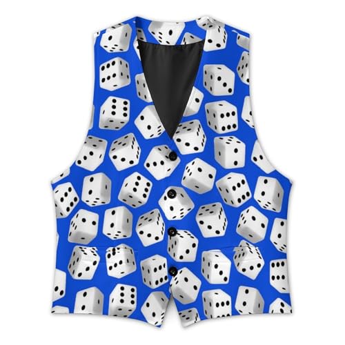 Black And White 3D Dice Men's Suit Vest Slim Fit V-Ncek Waistcoat Business Casual Vest3