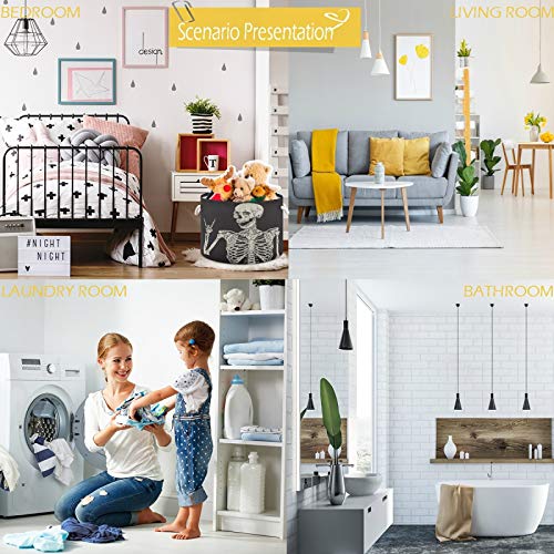Image of visesunny Storage Basket Funny Human Skeleton Nursery Hamper Basket Clothes Toy Storage Organizer Bin Box Collapsible Laundry Bag for Kid Room,Playroom,Bathroom,Living Room,Dorm,Office