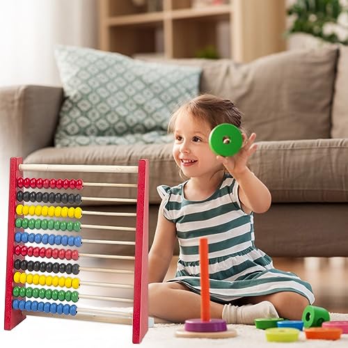 Zählrahmen,Grundschule Rechenschieber Abakus,Holz Rechenschieber,Rechenschieber Grundschule,Holz Zählrahmen,Rechenschieber Holz,mit 100 Perlen,1 Stück