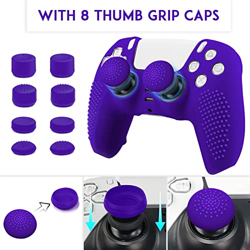 Sikemay [2 Pack] Ps5 Controller Skin, Anti-Slip Thicken Silicone Protective Cover Case Perfectly Compatible With Playstation 5 Dualsense Controller Grip With 8 X Thumb Grip Caps #TOP6