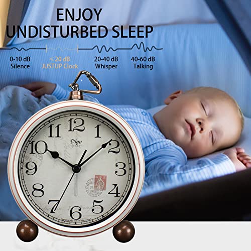 Maxspace Small Alarm Clock, Battery Operated Retro Vintage Non-Ticking White Desk Clock, Quartz Movement Hd Glass Silent Table Clock For Bedroom Living Room Kids #TOP3