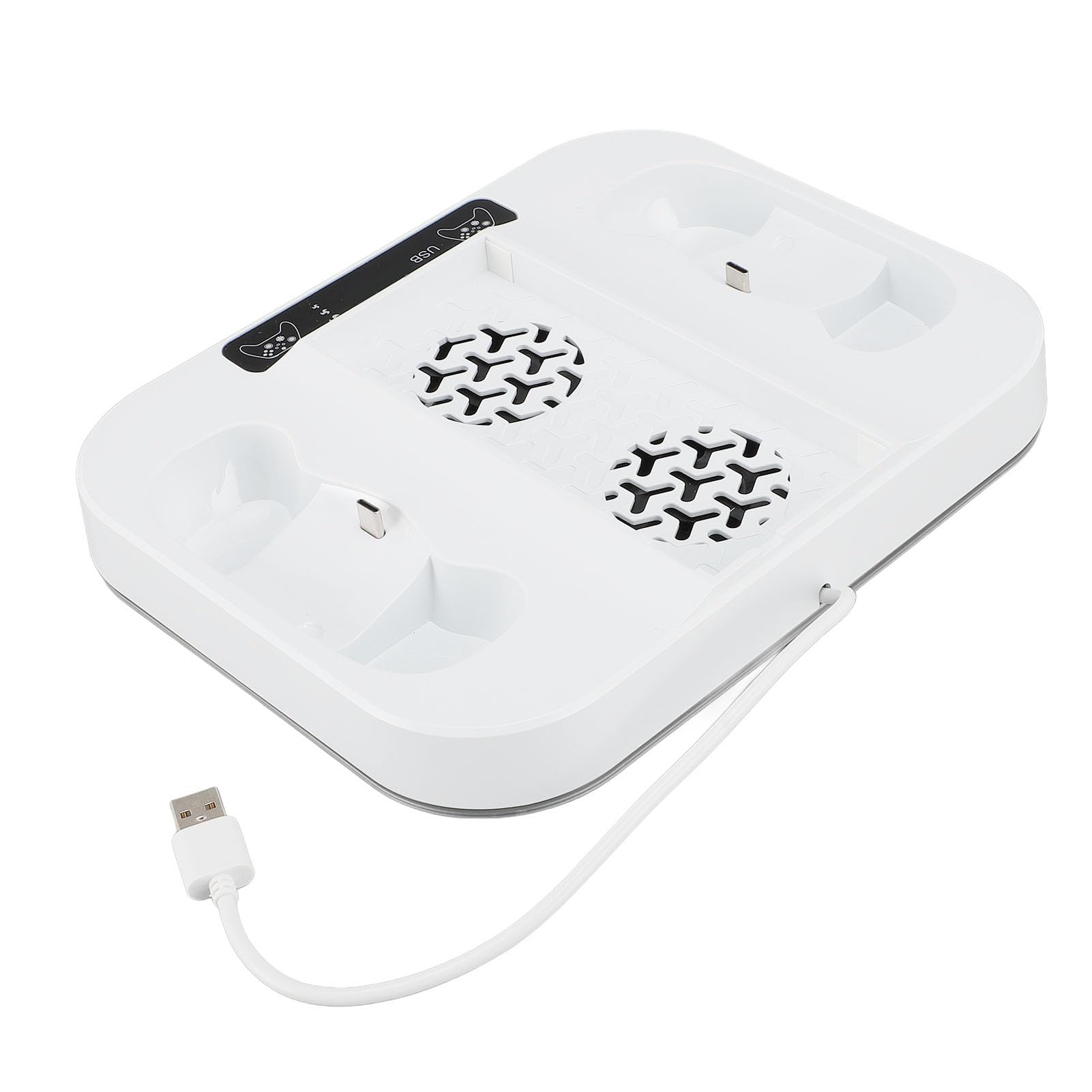 KUIDAMOS Ladestation für Spielekonsolen-Controller mit Einstellbarem Lüfter und RGB-Beleuchtung für Gamer, Inklusive 2 Batterien