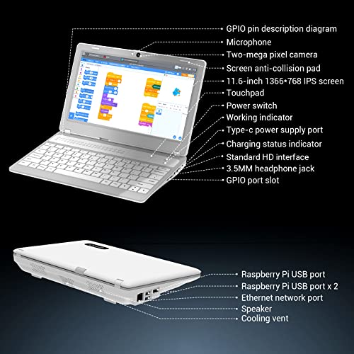 Elecrow Crowpi-L For Raspberry Pi Kit, Programming Learning Laptop, Single Board Computer, Python And Graphical Coding Learning, Electronics Stem For Starter (Rpi Not Included) #TOP6