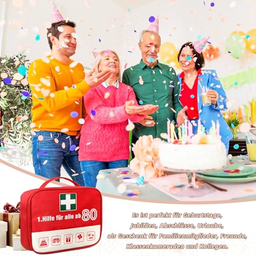 TUZELIYA Originelle 80 Geburtstag Geschenk Männer & Frauen - Lustige 1. Hilfe Tasche zum 80. Geburtstag - 80.Geldgeschenke Geburtstag - Personalisierbares Geschenk