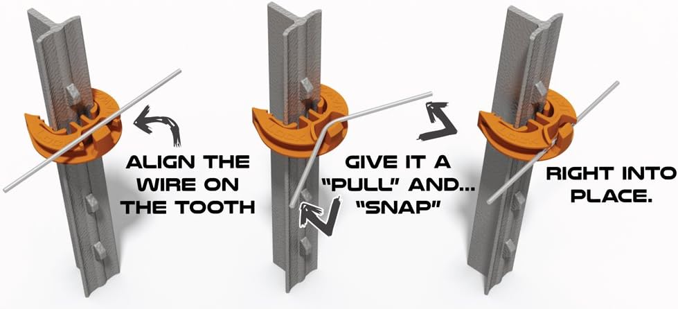 Lock Jawz T-360 Electric Fence T-Post Insulator - Orange (Bulk Qty: 100)