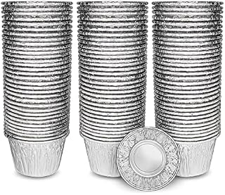 Ebake Foil Pudding Cups for Baking and Round Puddings, 180ml Reusable and Recyclable Aluminium Dishes for Desserts (50 Pack)