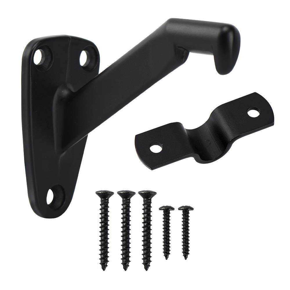 HOME MASTER HARDWARE Handrail Stair Brackets Heavy Duty Staircase Hand Rail Bracket Matte Black 6 Pack
