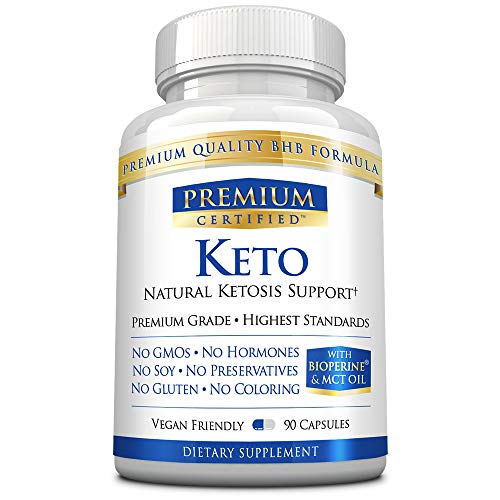Keto Premium - Weight Support Exogenous Ketones, Maintain Ketosis, Boost Energy, Appetite Control - 100% All Natural 90 Vegan Friendly Capsules