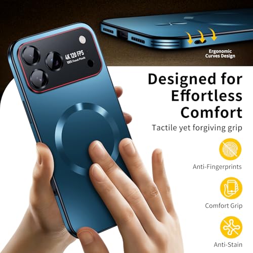 Image of for iPhone 17 Pro Case,Slim Design Compatible with MagSafe,Strong Magnetic Shockproof Military-Grade Protection for Screen & Camera Cover Case for 17 Pro,Blue