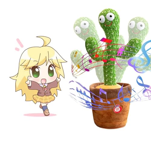 BEAUXI Jouet de Mignon Cactus Dansant, Luminescent Cactus Qui Parle Cactus Qui Repete Ce Qu on Dit Jouet Cactus Qui Repete Cactus Peluche Dansant pour Enfants Adultes Chargement USB