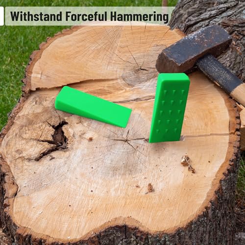 Image of UNCO- Tree Felling Wedges with Spikes, 4 pcs, 5.5 inch and 8 inch, Green, Plastic Wedges for Tree Cutting, Logging Tools and Equipment
