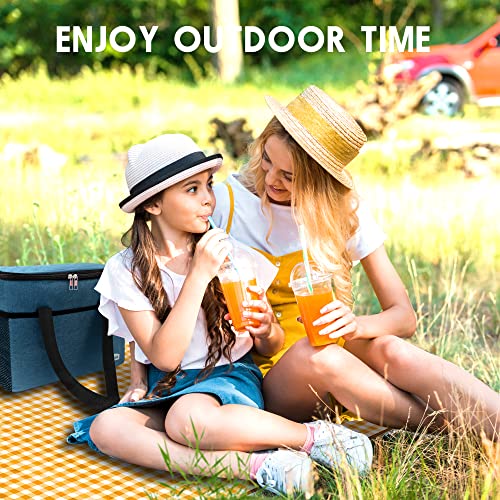 SAMSIER Large Outdoor Picnic Blankets Waterproof Foldable, Beach Blanket Sandproof Portable, Cute Picnic Mat Washable (Yellow, 80"×80") by SAMSIER - Image 8
