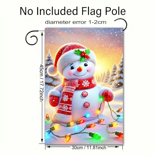 Image of BlissYard Christmas Snowman Garden Flag 12x18 Inch Polyester | Double sided polyester, Christmas snowman colorful lights design, cozy winter home decor for holiday porch and yard