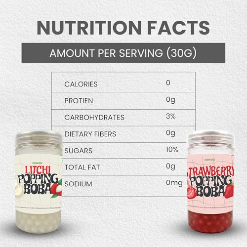 Image of Zawaa Boba Tea Assorted Popping Boba Pearls - Strawberry & Litchi | 300g Each (Pack of 2) | Bursting Bubble Tea Pearls