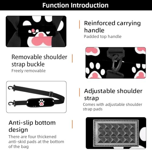 Foldable Travel Duffel Bags for Men and Women, Waterproof Weekender Overnight Gym Bags, Cat Dog Paw3