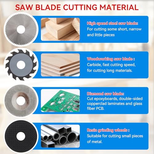 Mini Sega Circolare Da Tavolo 96W, 7 Velocità Regolabili, Banco Sega Circolare Per Legno Con 4 Lame, Lama Regolabile 0,1-15 Mm, Con Aletta Di Sicurezza, Per Lavorazione Di Precisione Su Legno - 6
