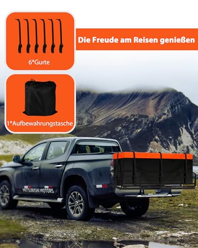 Signstek Anhängerkupplung Soft Shell Auto Heckbox für das Heck des Fahrzeugs Fassungsvermögen, Transportbox faltbar und wasserdicht: 20 Kubikfuß/612 Liter | Abmessungen: 152 x 66 x 61 cm