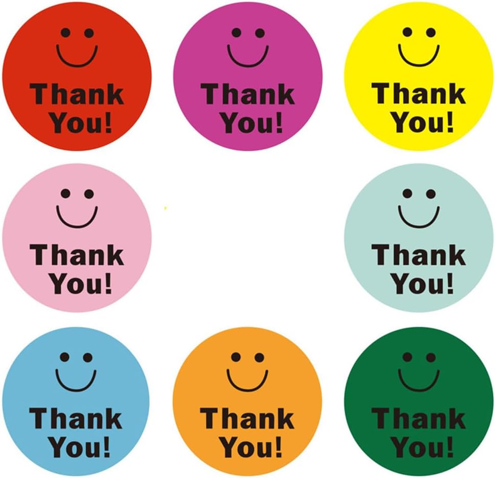 500 Pcs Thank You Stickers 8 Designs Colorful Smiley 1 Inch Thank You Sticker for Packaging Thank You Stickers for Baking Packaging Envelope Seals Small Business Thank You Label - Image 7
