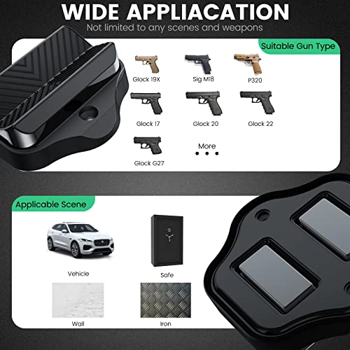 Double-Sided Gun Magnet Mount, Nondestructive Installation Magnetic Handgun Holster In Vehicle, Car, Cashier, Safe, Tactical Pistol Holder For Concealment Compatible With Revolver #TOP5