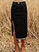 utcoco Women's Chic Leopard Print Denim Midi Skirt High Waisted Side Slit Casual Vintage Jean Skirt (Large, Black)
