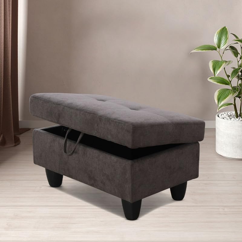 Dark Brown Flannel Living Room Sofa Ottoman for Home Office Bedroom Living Room, Strong Bearing Capacity Sofa Small Sofa Setee