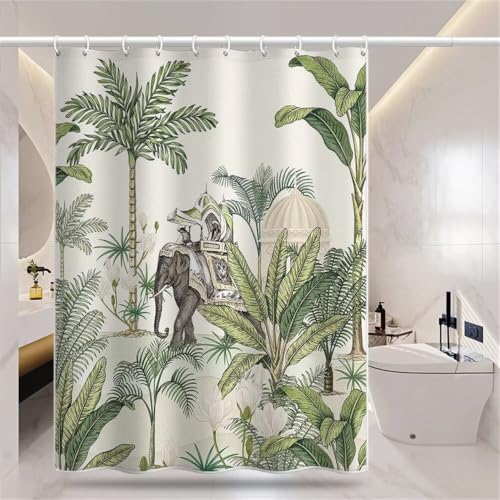 Rideau de Douche Anti Moisissure Lavable Éléphant Polyester Imperméable - 4