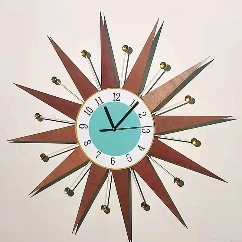 Reloj de pared, 18 pulgadas, plano de PVC, estilo medieval, Starburst Sunburst Sunburst para decoración del hogar y la cocina