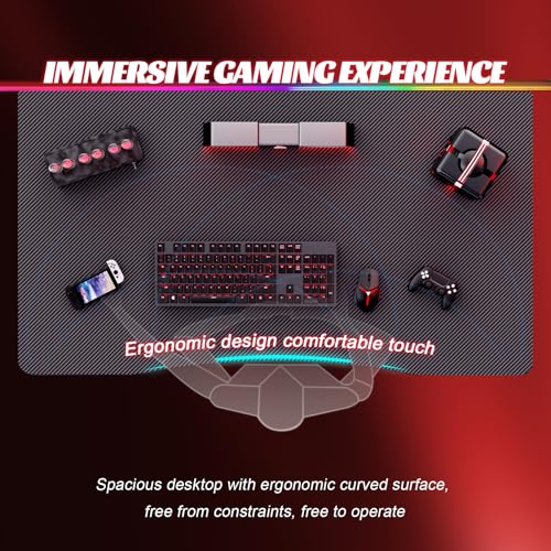 Image of HLDIRECT 32 Inch A-Shaped Gaming Desk with Carbon Fibre Surface - Ergonomic PC Workstation for Home Office & Simple Gaming