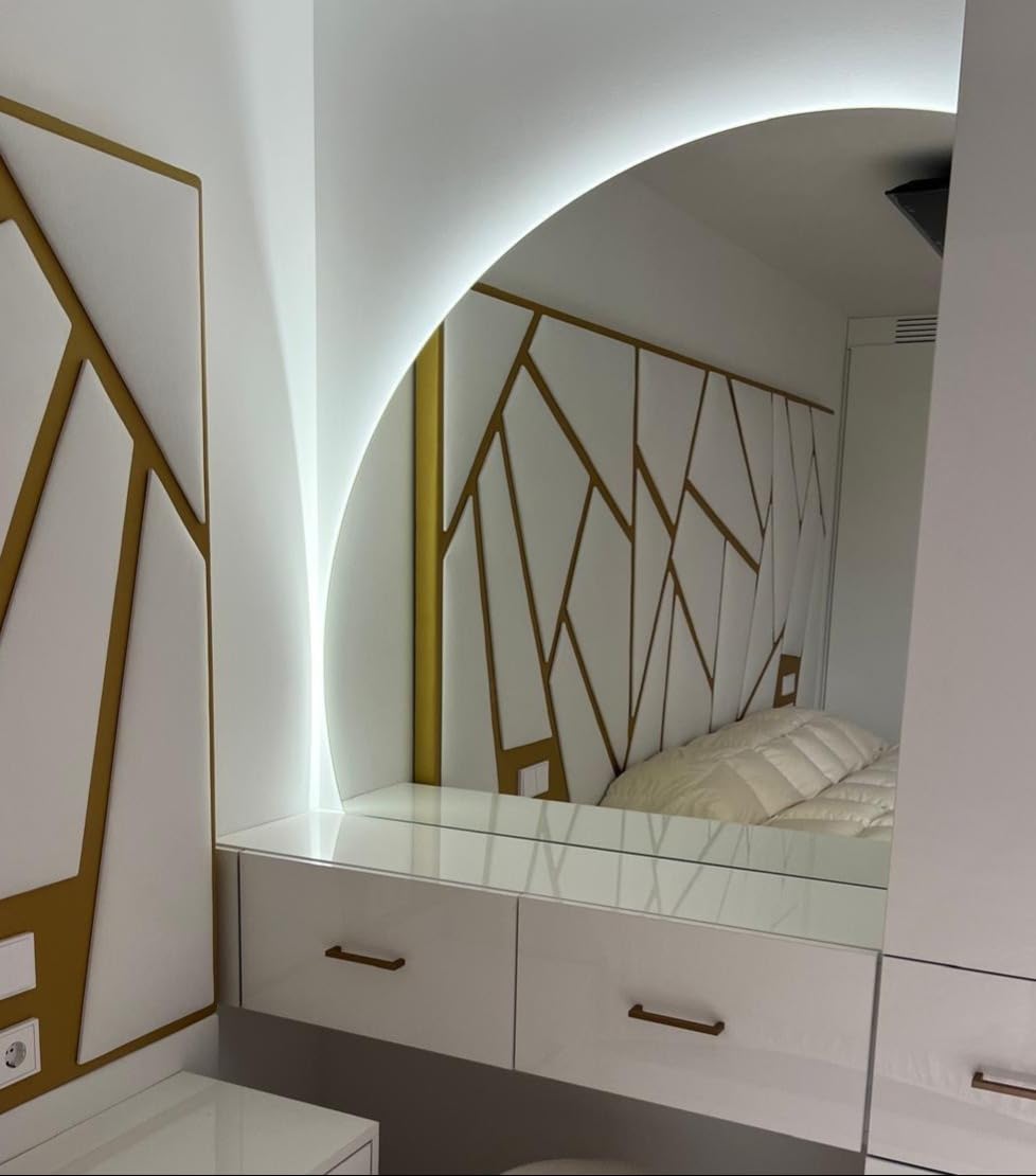 CustomGlass Espejo de Baño con iluminación Led Forma de Cuadrante Varias Medidas (Cuadrante 90x90 cm)