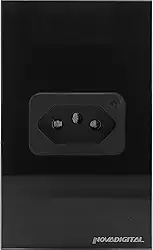 Tomada Inteligente de embutir 20A 4x2 com vidro temperado e Medidor de consumo elétrico Compatível com Google Home e Alexa da Amazon (Preta)