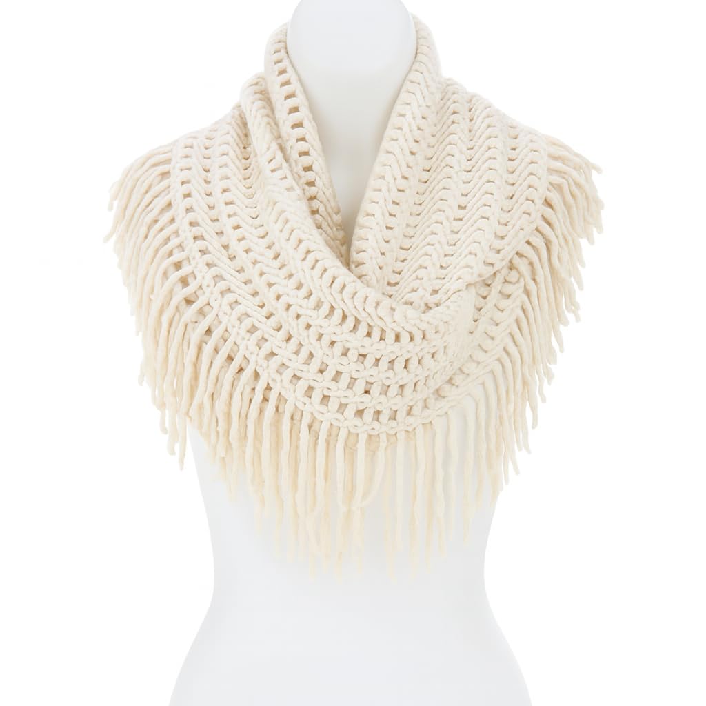 stylesilove Sciarpa da donna in maglia morbida con nappe infinito - 8 colori