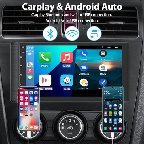 Hodozzy 2GB+64GB Car Stereo Double Din mit GPS Navi Android mit Wireless Carplay, Android Auto, 7 Inch Touchscreen 1080P Screen Car Radio Stereo, Bluetooth, Hifi, FM/RDS, Wifi, AHD Camera, USB 2 Din - Image 2