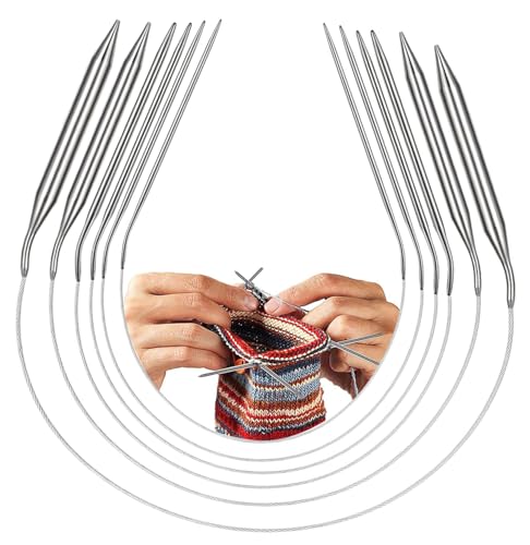 Ferri da maglia lunghi 80 cm, in metallo, set da 6 pezzi, 2 mm, 3,5 mm, 4 mm, 5 mm, 6 mm, 9 mm, grandi ferri da maglia per calze, maniche, cappelli, maglioni, calze e guanti