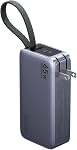 UGREEN 10000mAh 45W Banque d'électricité avec 65W Chargeur pliable, 3-in-1 Chargeur portable avec intégré USB-C Câble, 3 Ports charge rapide compatible avec iPhone 17/16, Galaxy S25/S24, Ordinateur portable, iPad Pro