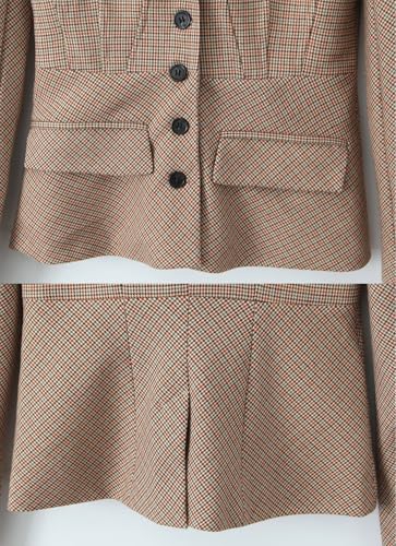 Women's Houndstooth Suit Notch Lapel Jacket Skirt Single Breasted Button Two Pieces Set2
