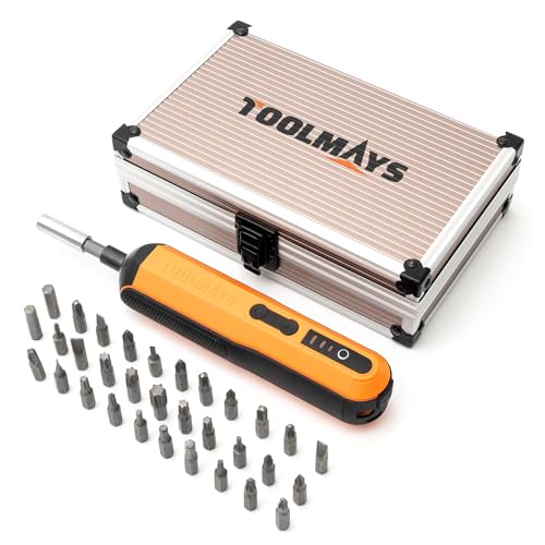 Image of 4V Electric Screwdriver Set, Rechargeable Cordless Electric Screwdriver with LED Light, Electric Screwdriver Set with Aluminum Case, 32 in 1 Screwdriver with 3