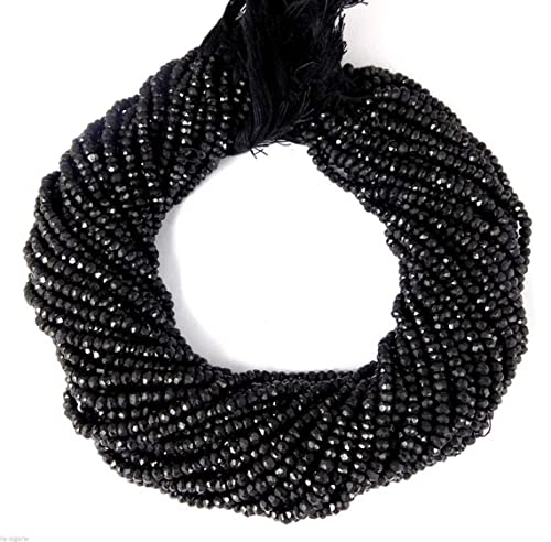 Spinelle noire perles facettées rondelles LKBEADS 3-4mm pour création bijoux