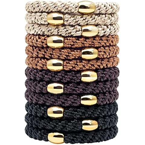 Qooocy Hair Tie Bracelets, Hair Ties for Women Girl, Ponytail Holders for Thick Hair, Superior Strong Stretchy Braided Hair Ties, No Slip Damage Crease Hair Bands-12Pcs, Classic Cover
