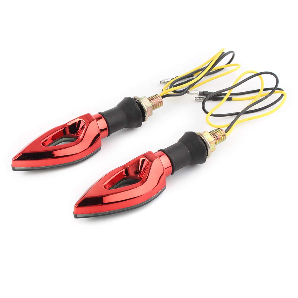 Cnfang4 Motorcycle Turn Signal Lights Indicators LED Lamp for Yamaha for HONDA for Suzuki for Kawasaki, Red