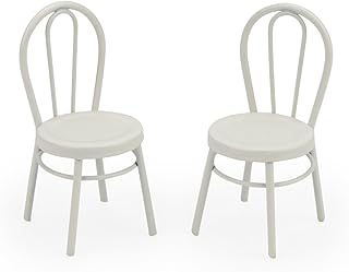 2Pcs Miniature Chair 1:12 Scale Furniture Miniature Metal Chairs Dollhouse Soldier Accessories Model Artificial Home Iron Dinning Chair Gardening Scene Ornaments (White)