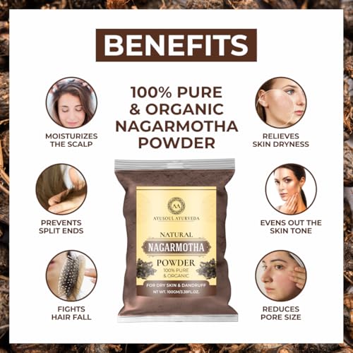 Image of Ayusoul Ayurveda Nagarmotha Powder for Hair & Skin Care | Premium Ayurvedic Cyperus Rotundus Powder for Hair Nourishment, Scalp Care & Face Packs- 100GM