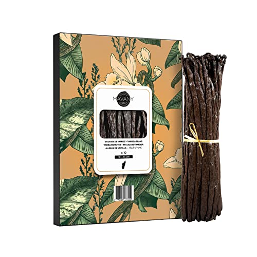 Mavany – 10 Gousses de vanille BOURBON / MADAGASCAR Grande taille XL 18 à 20 cm – Grand cru de qualité gourmet sélectionnée pour la PÂTISSERIE/CUISINE - Coffret et sachet fraicheur refermable
