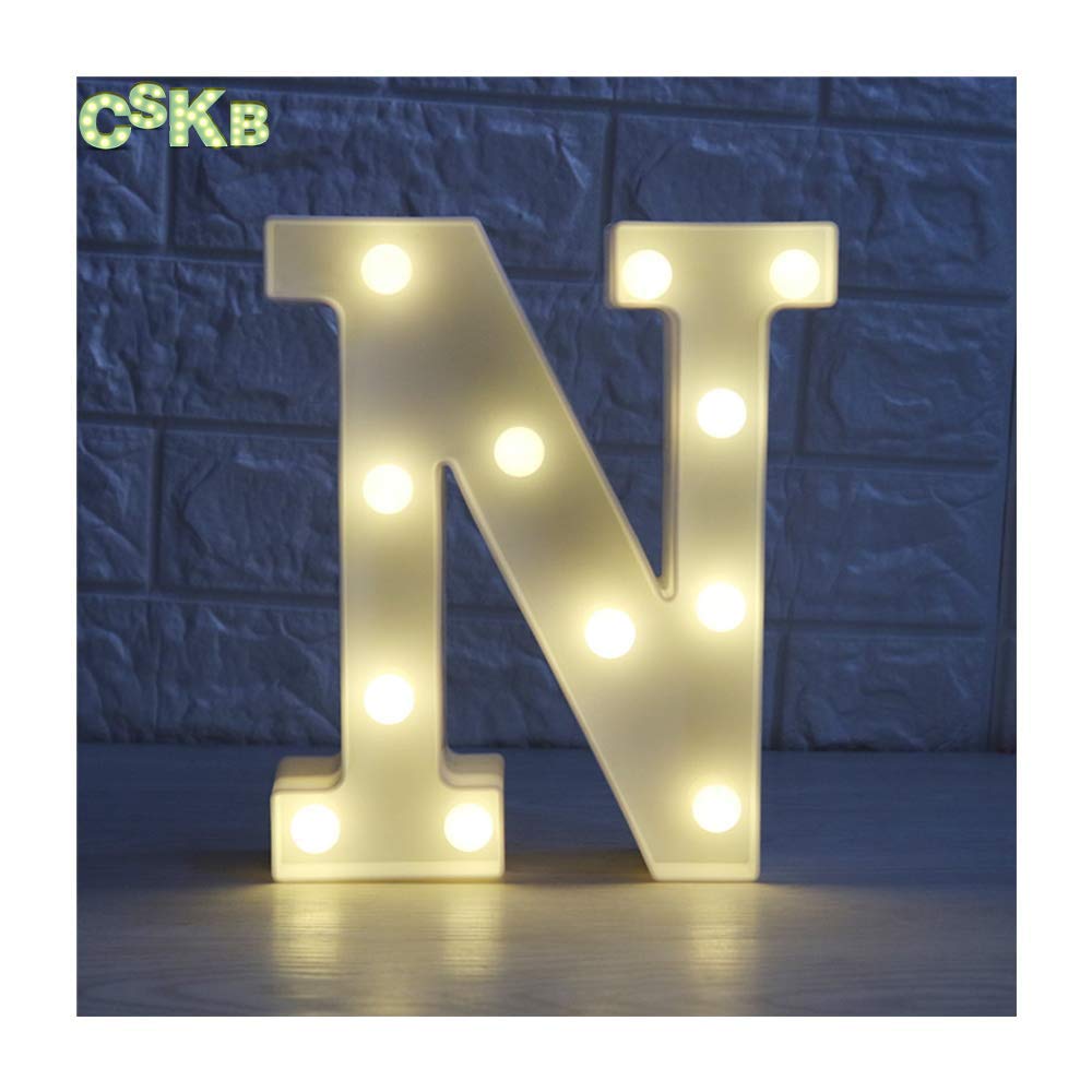 LED Marquee Letter Lights 26 Alphabet Light Up Marquee Letters Sign for Wedding Birthday Party Battery Powered Christmas Night Light Lamp Home Bar Decoration N