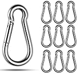 SHUESS Heavy Duty Small Carabiner Clip, 24 Pack 1/4 in Stainless Steel Spring Snap Hook M6 (2.36 inch), Quick Link Carabiner Clips Hook Keychain for Outdoor Camping, Swing Hiking Travel (220 lbs)