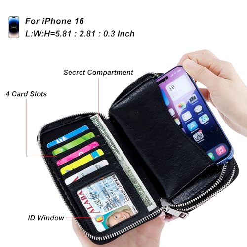 Image of Cellphone Wallet for Women Dual Zipper Long Purse with Removable Wristlet