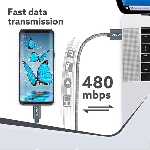 Image of AGARO Micro Usb Charging & Data Tough Nylon Braided Cable For Android Smartphones 1.0 Meters, Grey, 1M