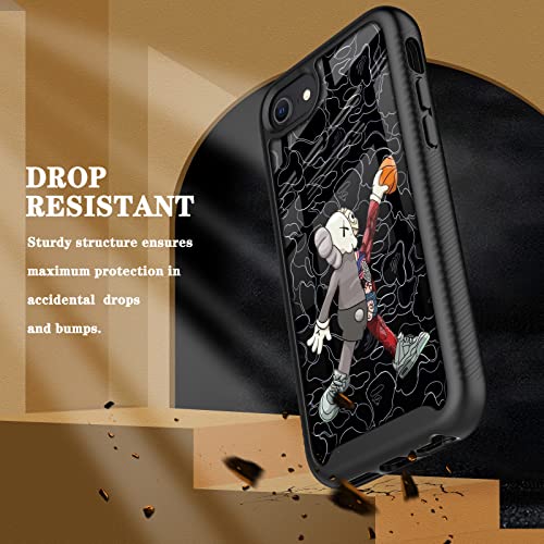 Hdwzdp Iphone Se Case,Iphone 7/8 Case,Bear 3D Cartoon Street Fashion For Boys Kids Teens, Shockproof Protection Tpu And Imd Protective Chic Fun Cool Designer Cover Case For Iphone 6/6S-Graffiti Dunk #TOP1