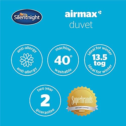 Silentnight Airmax Anti Allergy Single Duvet  Breathable and Hypoallergenic 13.5 Tog Duvet Ideal for Colder Months with Airmax Technology for a Comfortable Sleep  Single