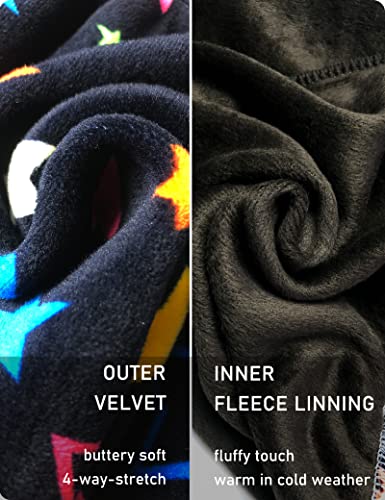 Kiench Girls' Winter Leggings Fleece Lined Thick Warm Velvet Stretchy Pants Pattern2